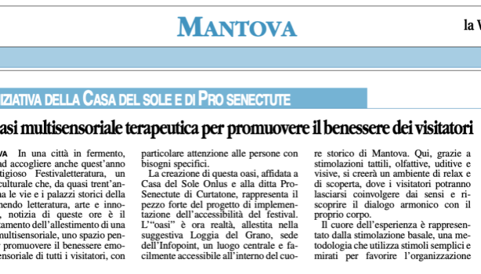 Voce di Mantova | Un’oasi multisensoriale terapeutica per promuovere il benessere dei visitatori
