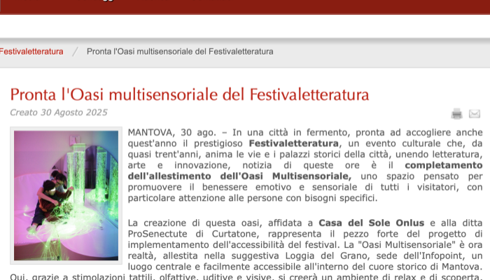 Altra Mantova | Pronta l'Oasi multisensoriale del Festivaletteratura