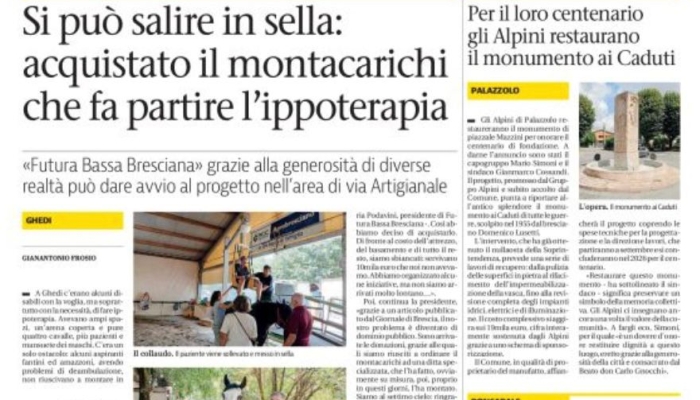 Giornale di Brescia | Si può salire in sella grazie all'acquisto del sollevatore